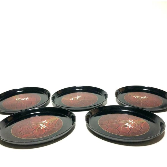 Himark Giftware 5-Piece Coaster Set Japan Black Red Bamboo Pattern - Picture 4 of 8